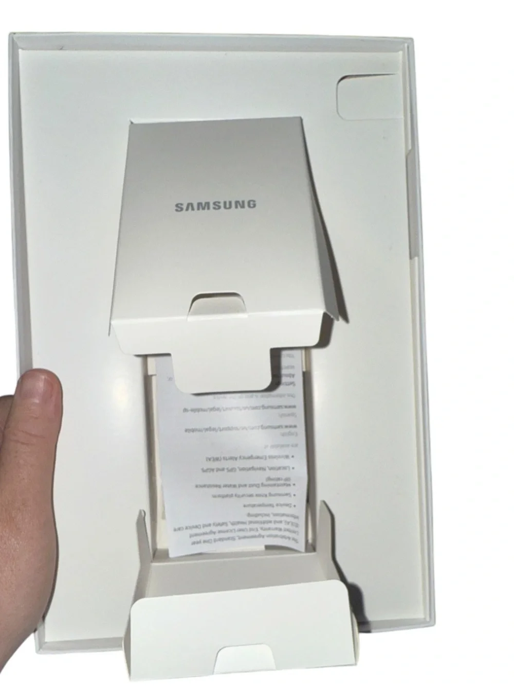 original packaging box for a Samsung Galaxy Tab A8 in Pink Gold. Selling empty